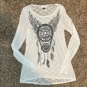 Harley Davidson White Dreamcatcher Long Sleeve Top